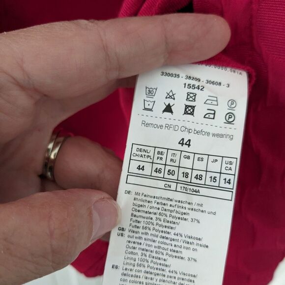 Gerry Weber Blazer Womens sz 14 Designer Waffle Weave Barbiecore Jacket Cropped - Picture 8 of 11